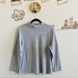 Blair Grey Logo Detail Mock Neck Long Sleeve Top L
